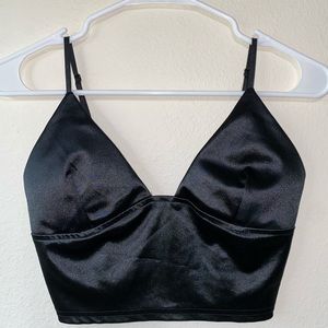 Lulus Black Satin Padded Bralette